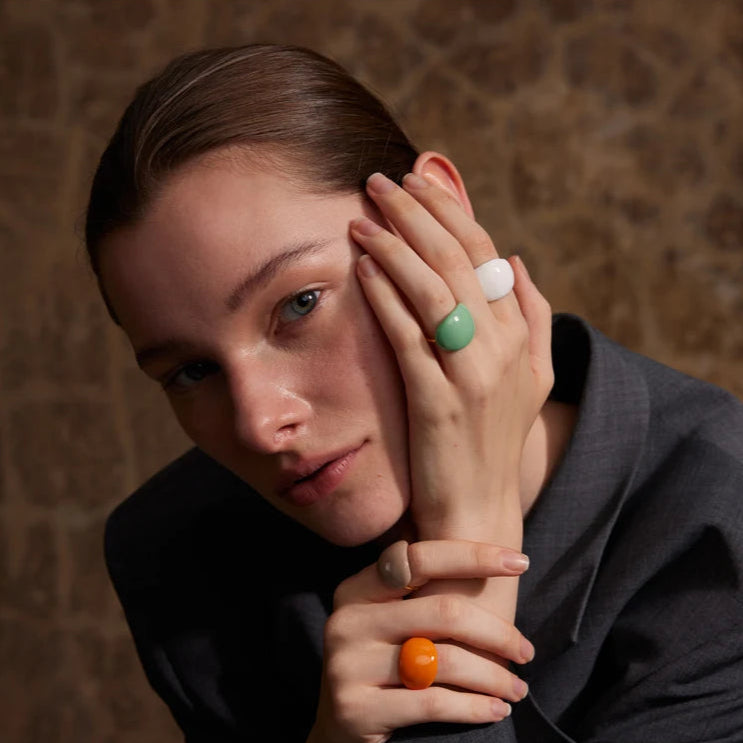 Multicolor Enamel Adjustable Ring