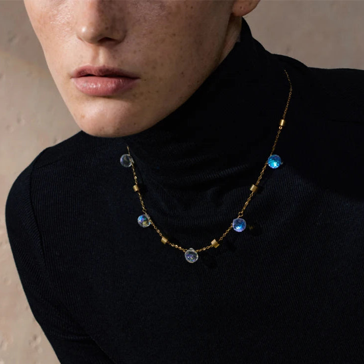Crystal Chain Necklace & Bracelet Set