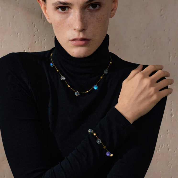 Crystal Chain Necklace & Bracelet Set