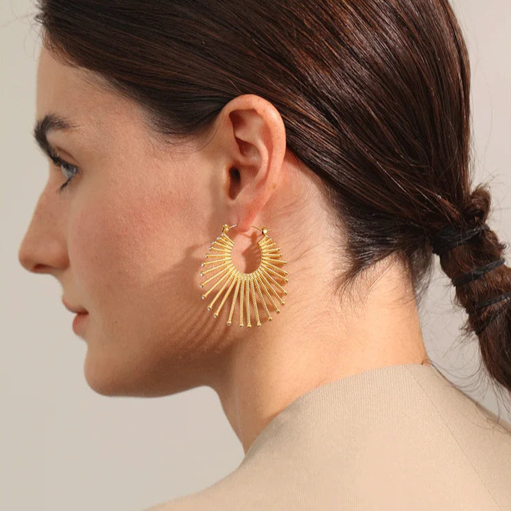 Bold Geometric CZ Hoop Earrings