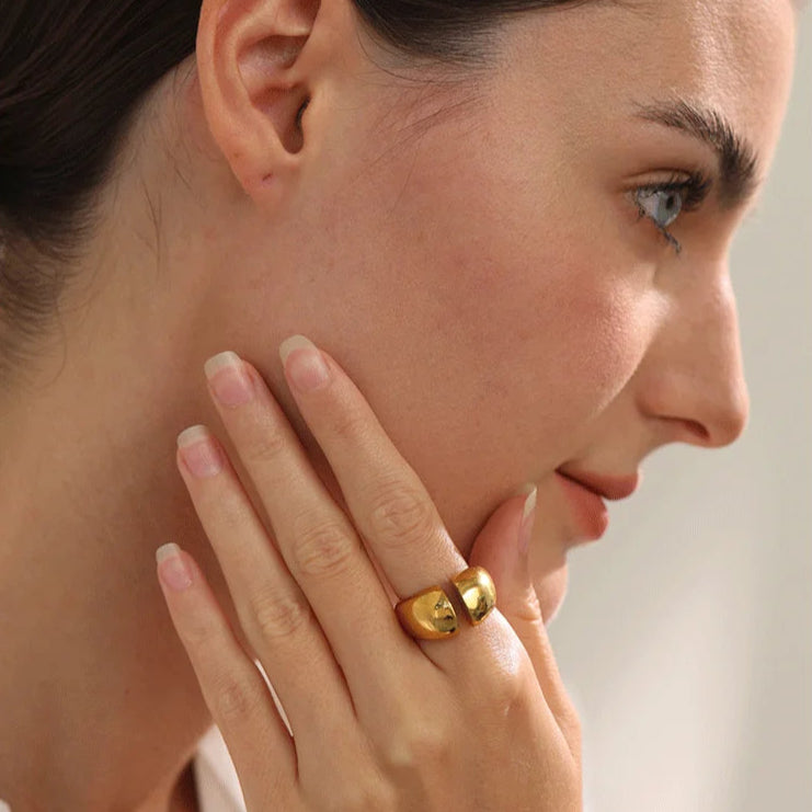 Minimalist Geometric Texture Ring