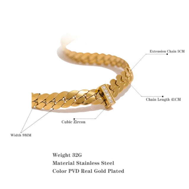 Cuban Chain Necklace with Cubic Zirconia