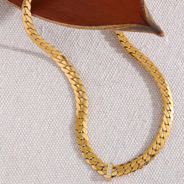 Cuban Chain Necklace with Cubic Zirconia