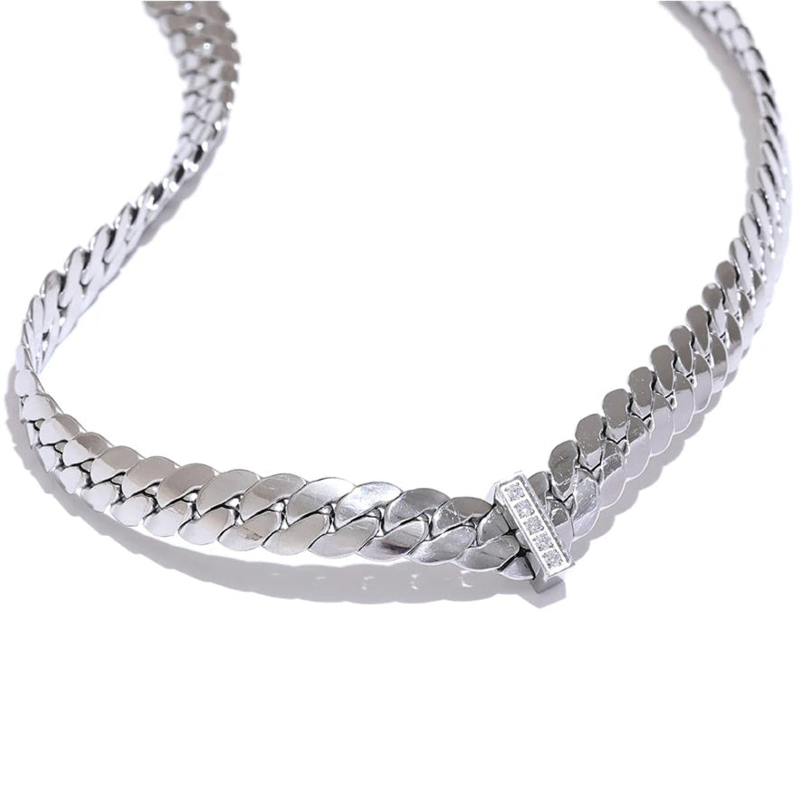 Cuban Chain Necklace with Cubic Zirconia