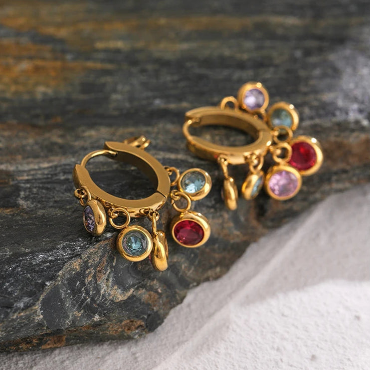 Colorful Cubic Zirconia Hoop Earrings
