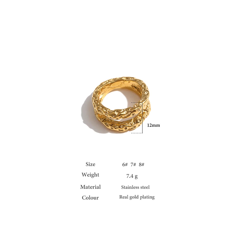 Textured Gold Round Statement Ring