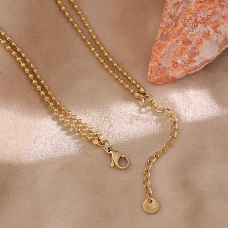 Double Layered Cubic Zirconia Bead Necklace