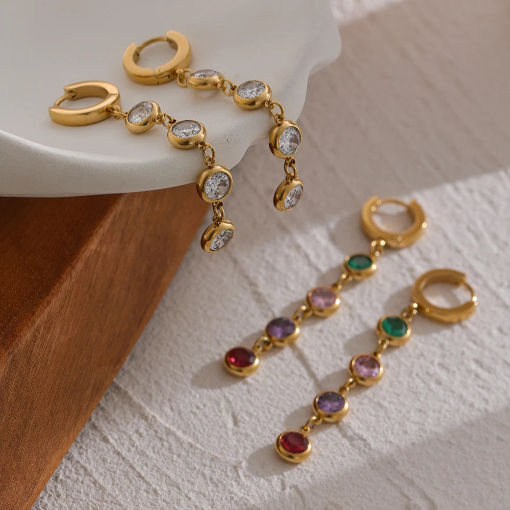Cubic Zirconia Long Drop Earrings