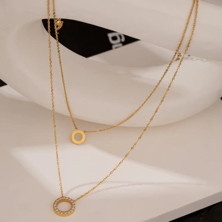 Layered Round Hollow Chain Choker Necklace