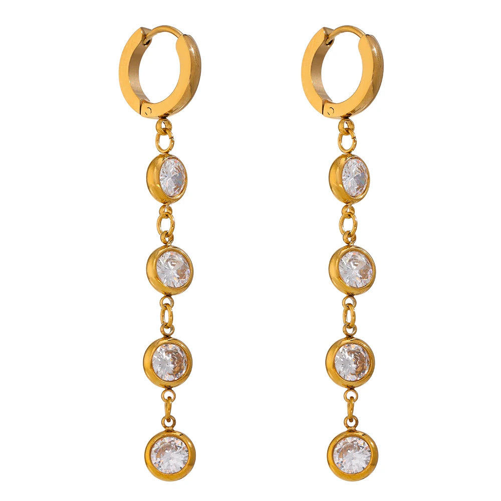 Cubic Zirconia Long Drop Earrings