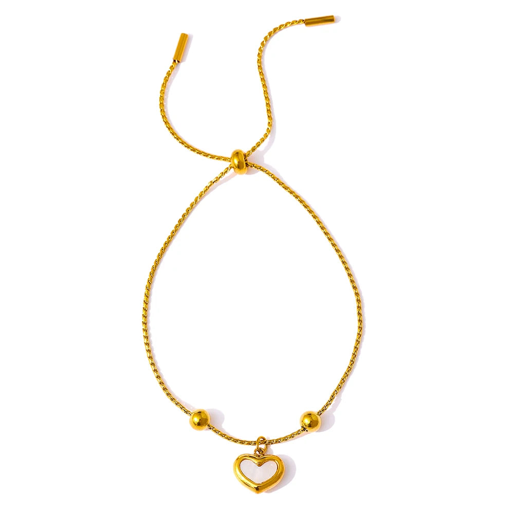 Heart-Shaped Natural Shell Pendant Necklace