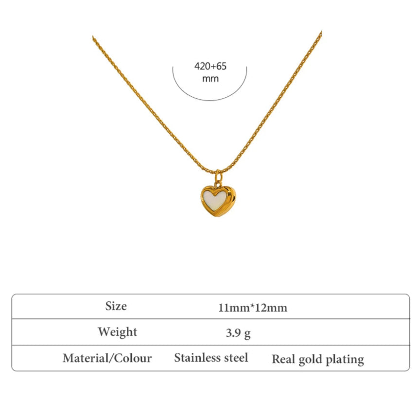 Heart-Shaped Natural Shell Pendant Necklace