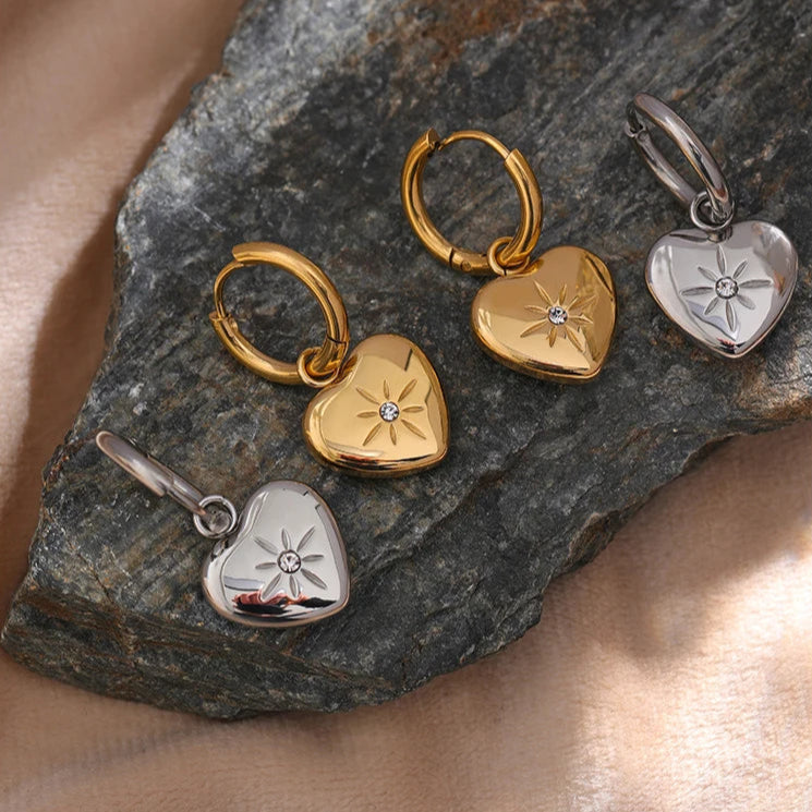 Heart Huggie Hoop Earrings