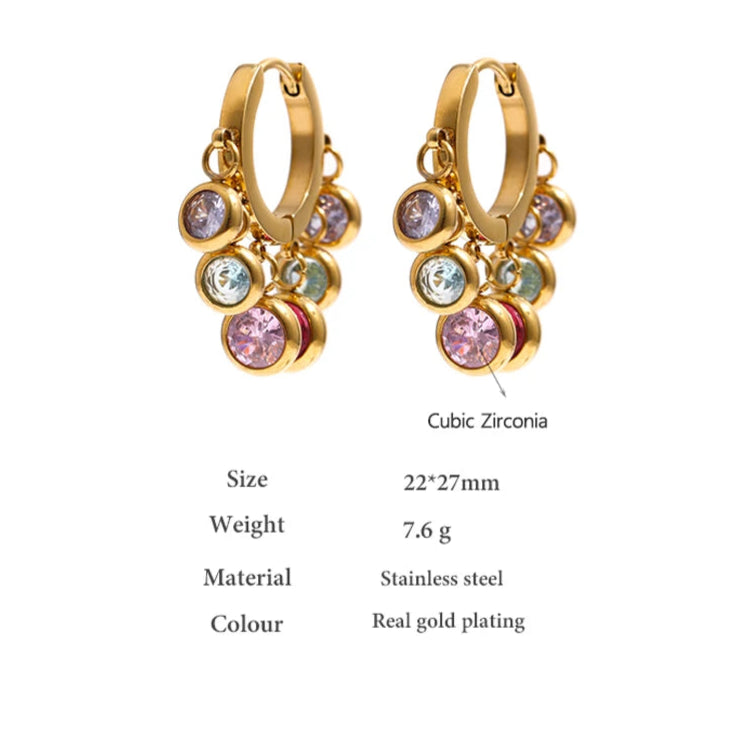 Colorful Cubic Zirconia Hoop Earrings