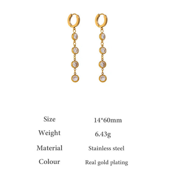Cubic Zirconia Long Drop Earrings