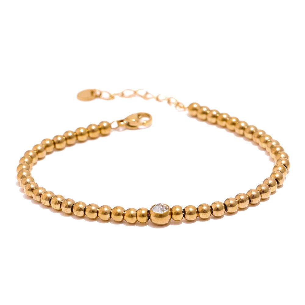 Double Layered Cubic Zirconia Bead Necklace