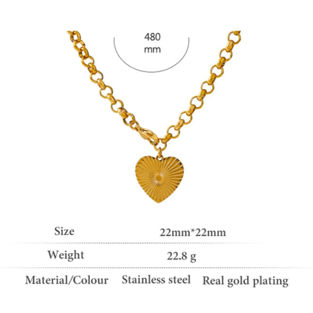Romantic Heart and Rose Pendant Necklace