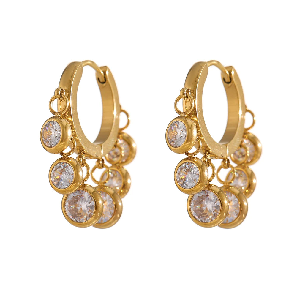 Colorful Cubic Zirconia Hoop Earrings