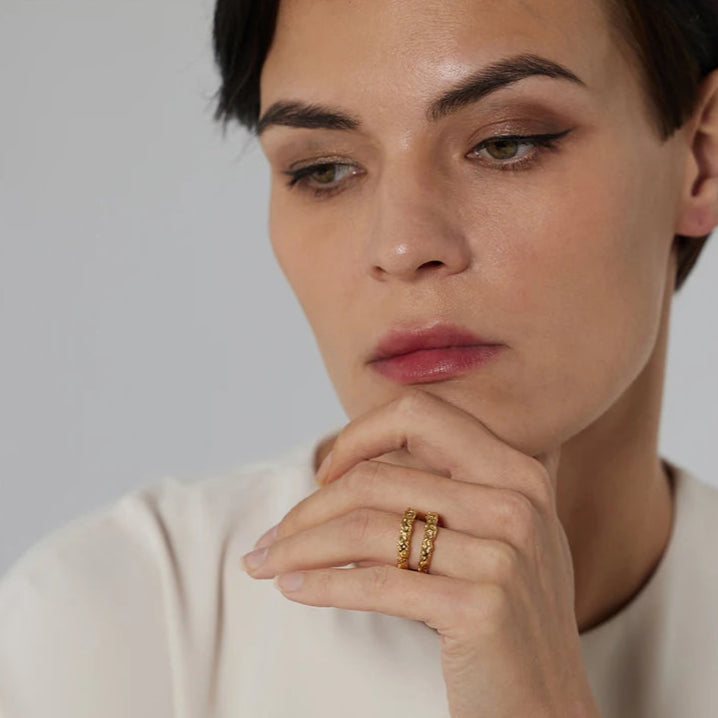 Textured Gold Round Statement Ring
