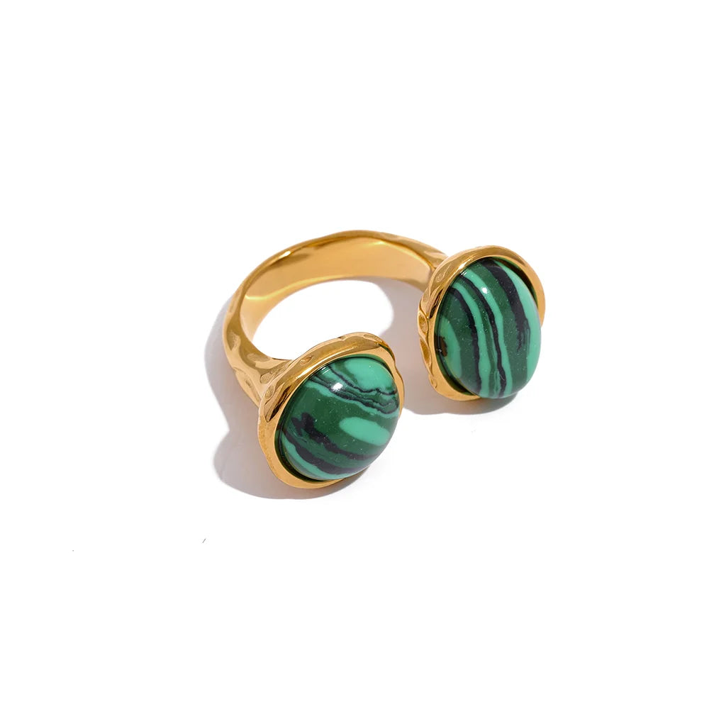 Vintage Geometric Stone Statement Ring
