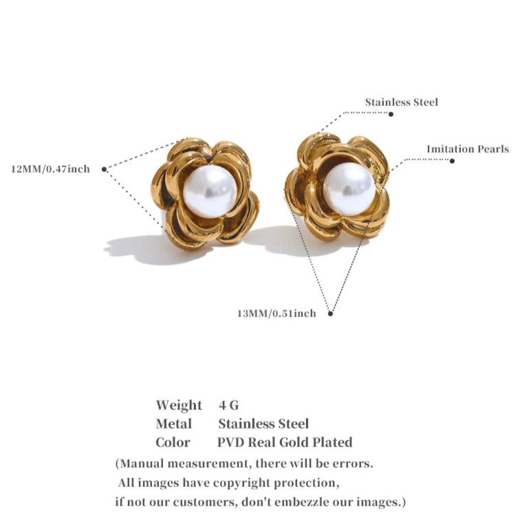 Pearl Flower Stud Earrings
