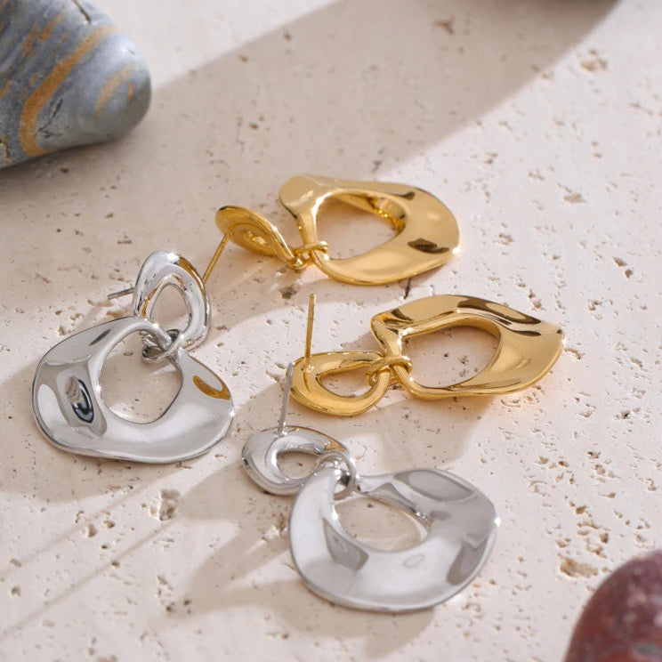 Glossy Geometric Drop Earrings