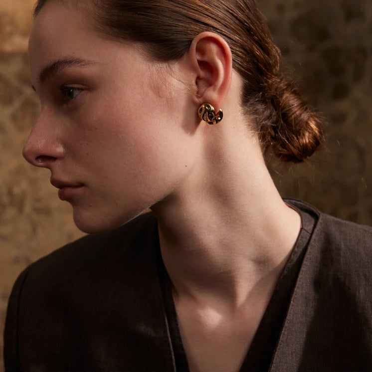 Statement Hammered Geometric Stud Earrings