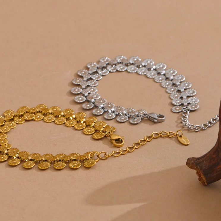 Coin Flower Necklace & Bracelet Set