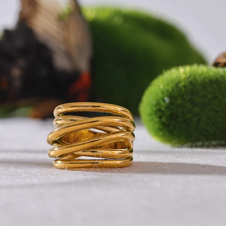 Bold Wide Geometric Ring