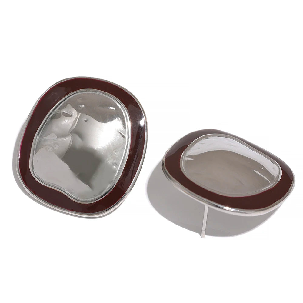 Bold Irregular Enamel Stud Earrings