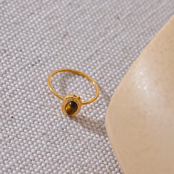 Oval Natural Stone Thin Ring