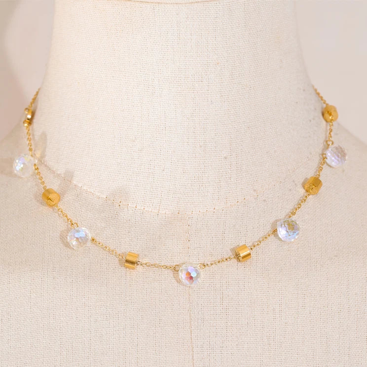 Crystal Chain Necklace & Bracelet Set