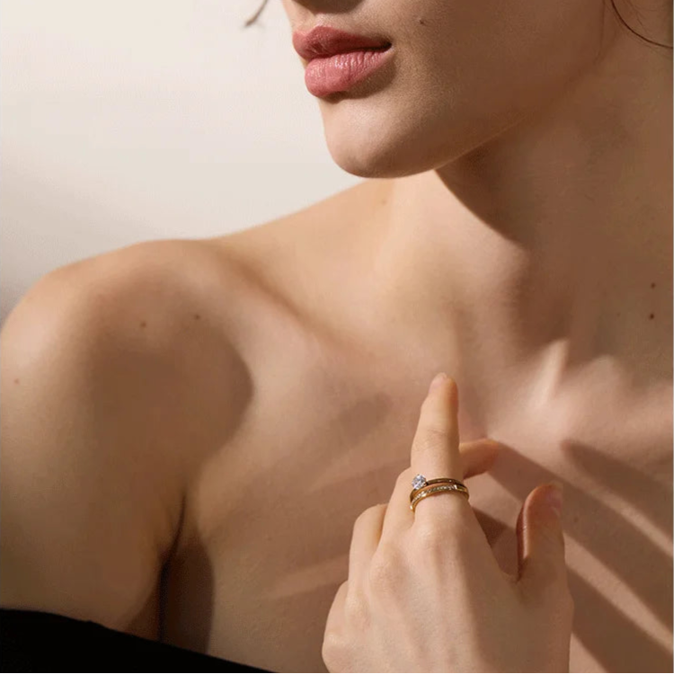 Double Layer Cubic Zirconia Ring