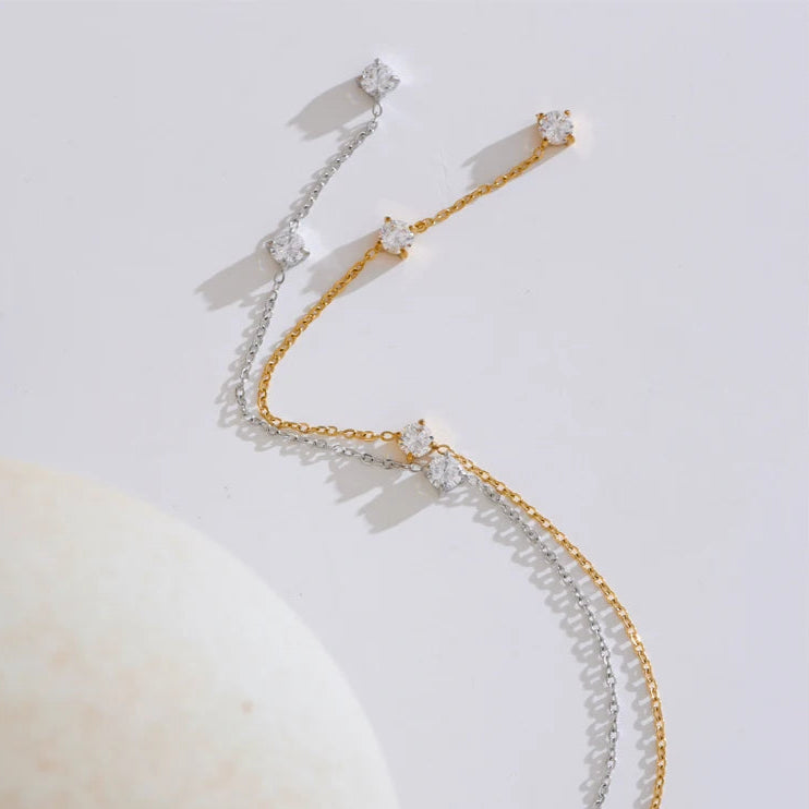 Long Drop Necklace with Cubic Zirconia