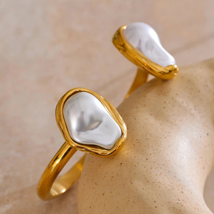 Cuff Bracelet with Baroque Simulated Pearls
