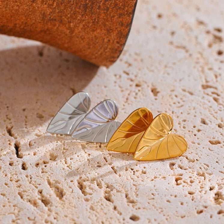Striped Heart Stud Earrings