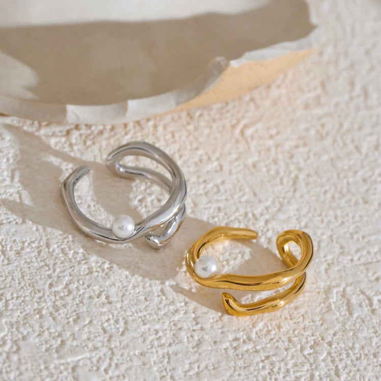 Geometric Open Ring with Pearls