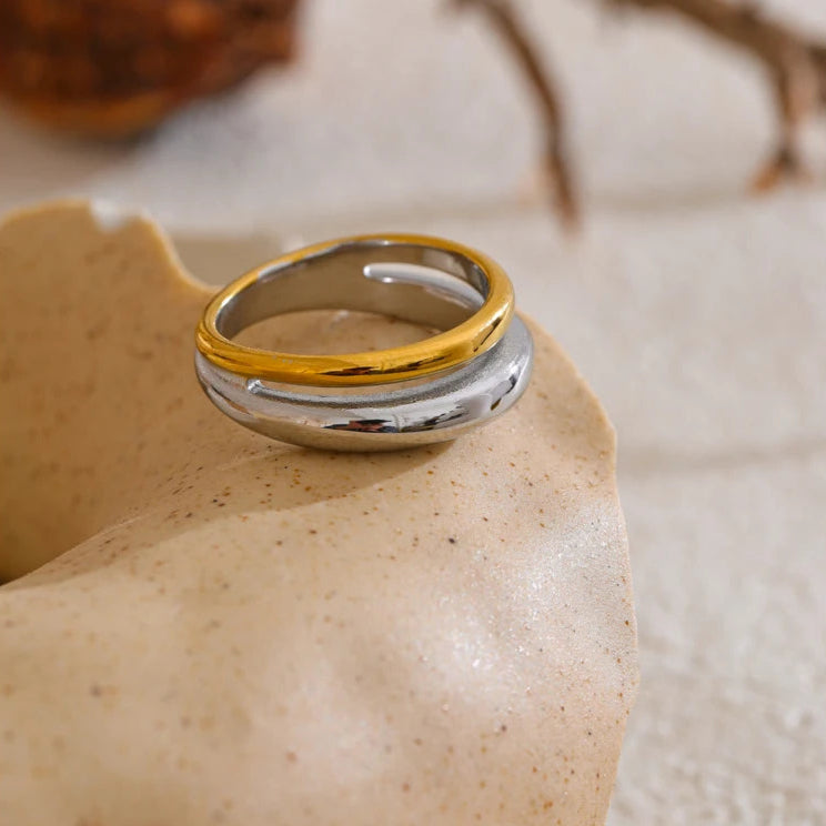 Double Color Geometric Casting Ring