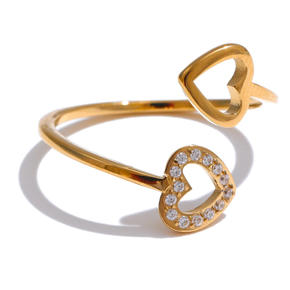 Adjustable Heart Hollow Ring