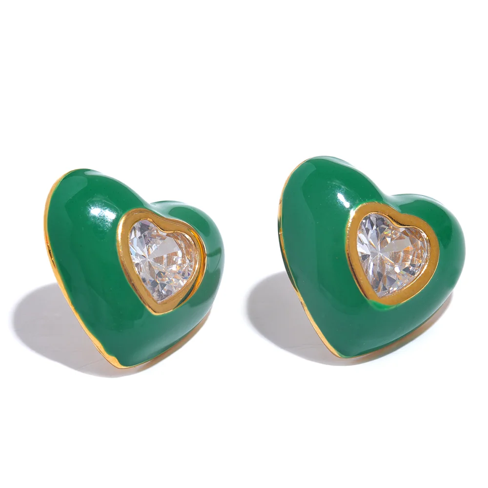 Colorful Heart Stud Earrings