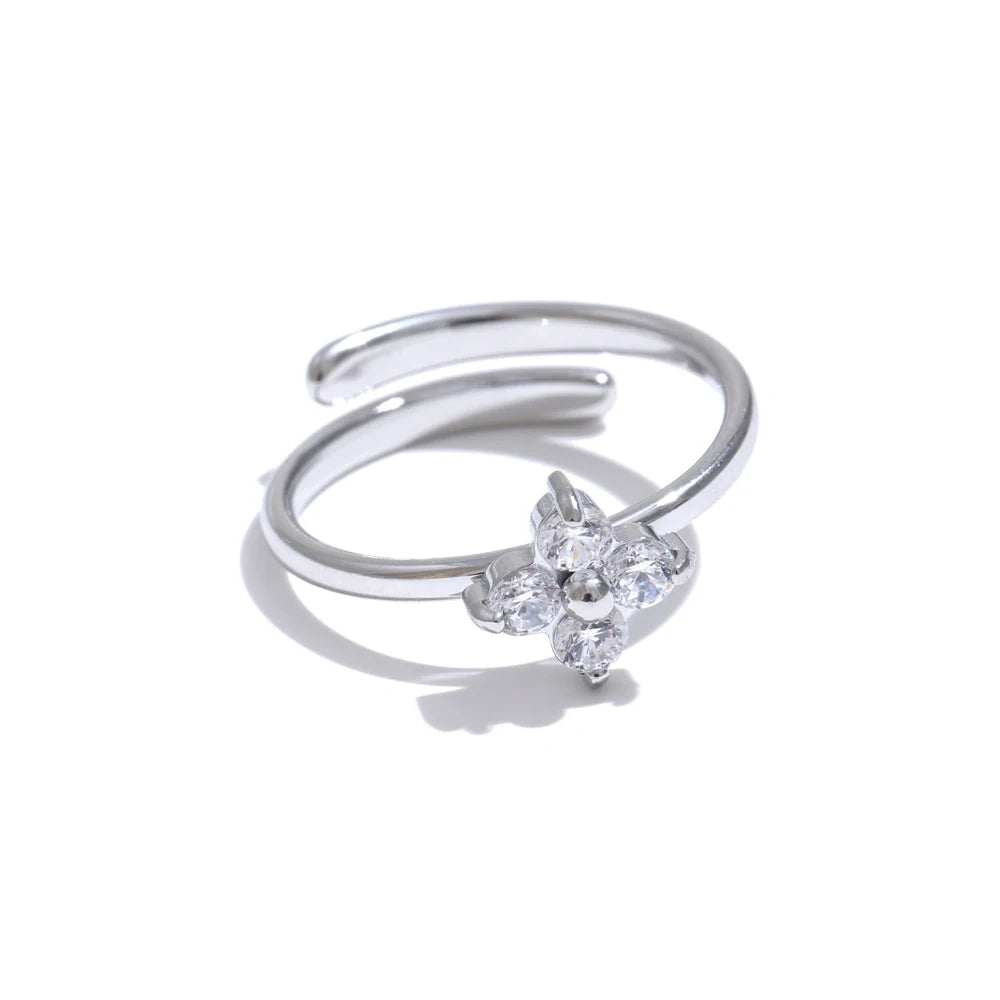 Flower Ring with Cubic Zirconia