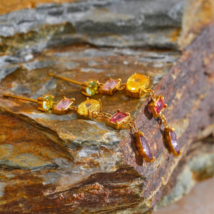 Colorful Cubic Zirconia Drop Earrings
