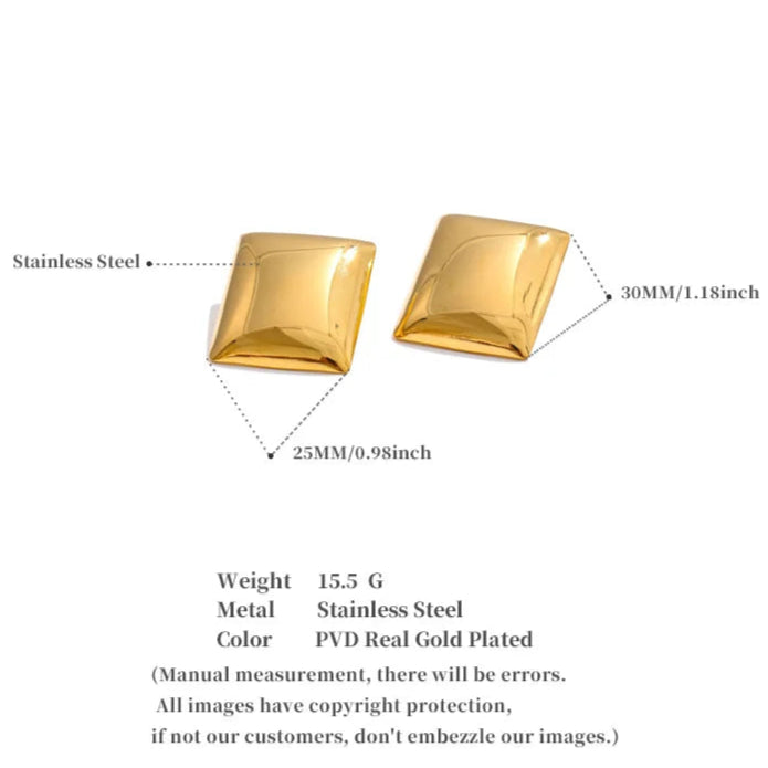 Glossy Rectangle Stud Earrings