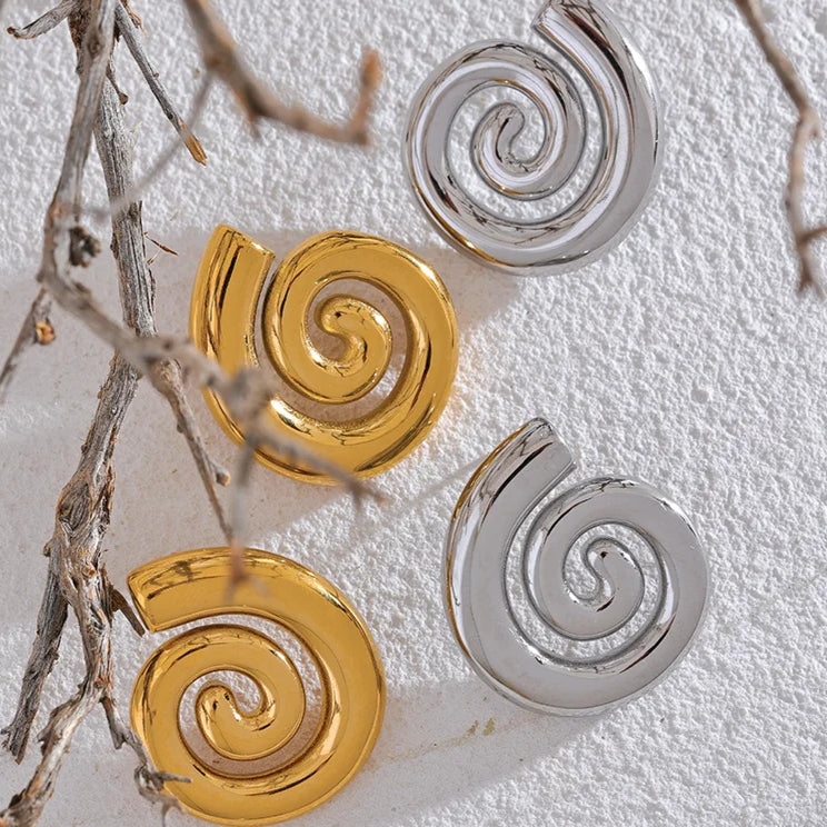 Conch-Inspired Geometric Stud Earrings