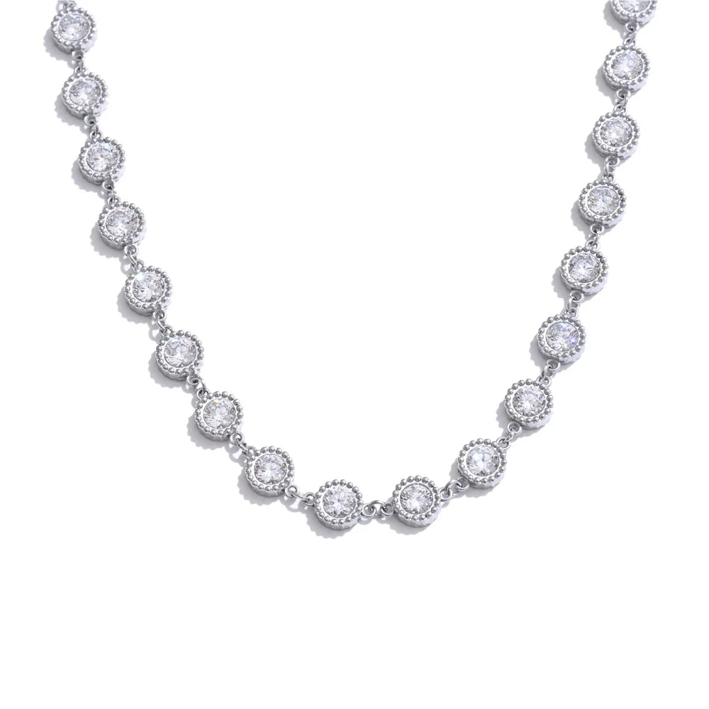 Cubic Zirconia Round Chain Necklace