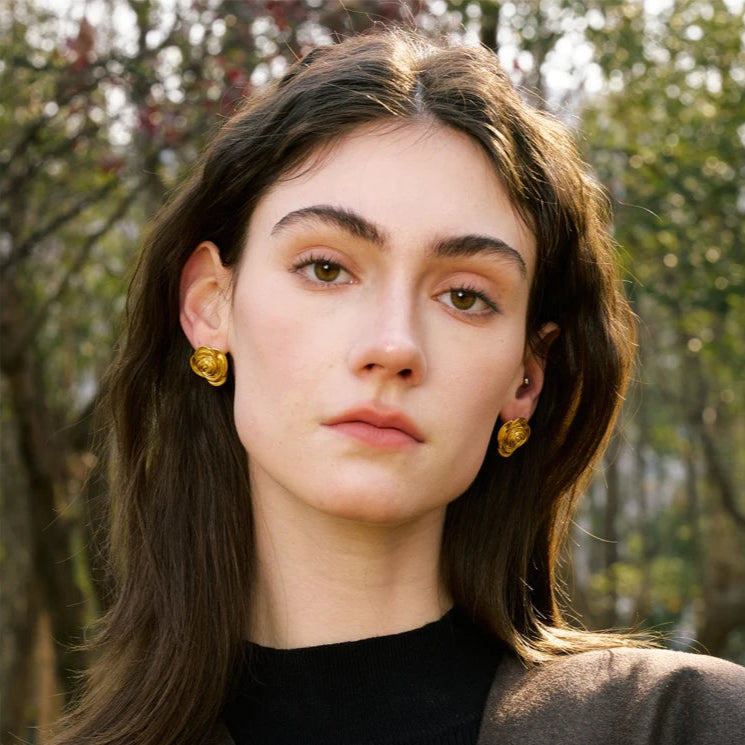 Gold Flower Ring & Earrings Set
