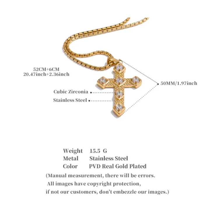 Shiny Cubic Zirconia Cross Pendant Necklace