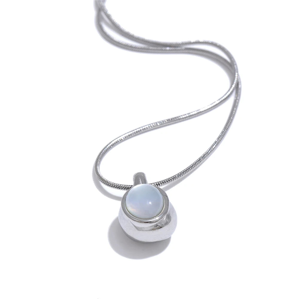 Stone & Shell Pendant Necklace