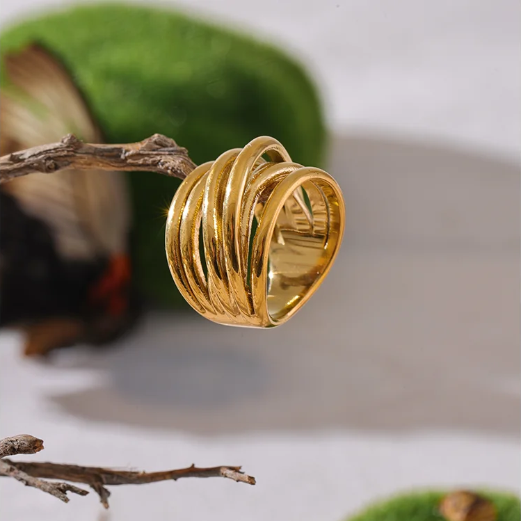 Bold Wide Geometric Ring