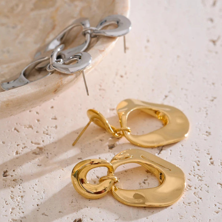 Glossy Geometric Drop Earrings